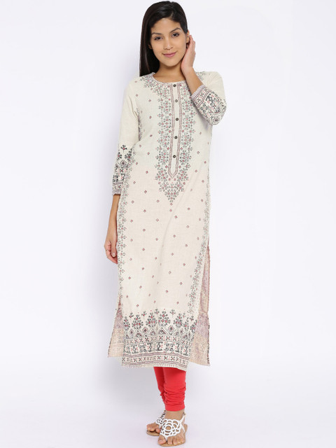 

Vishudh Off-White Printed Kurta