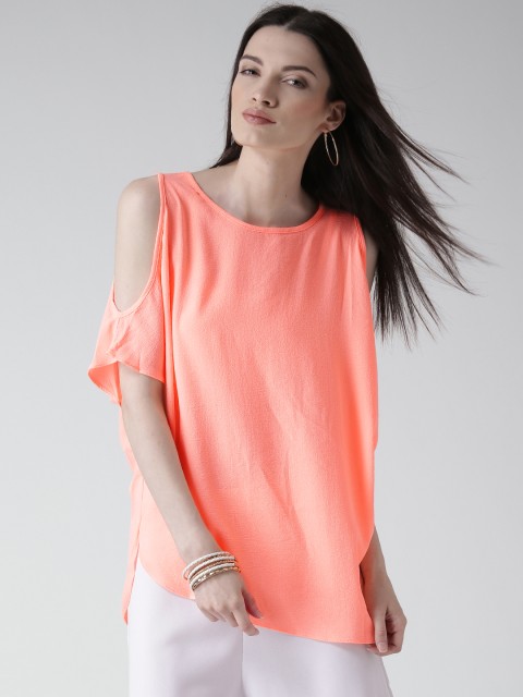 

New Look Neon Orange Cold Shoulder Top