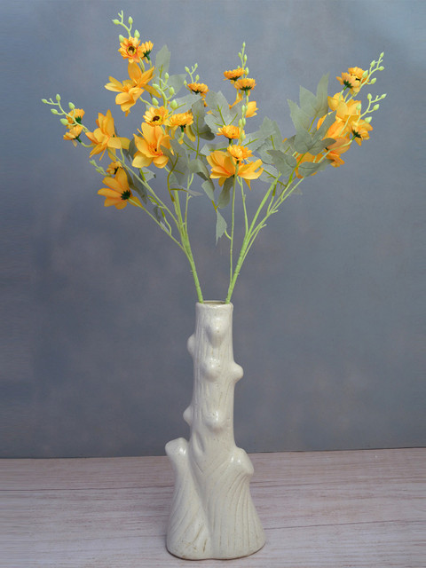 

fancy mart Set Of 2 Yellow & Green Artificial Sand Blossoms Flower Sticks