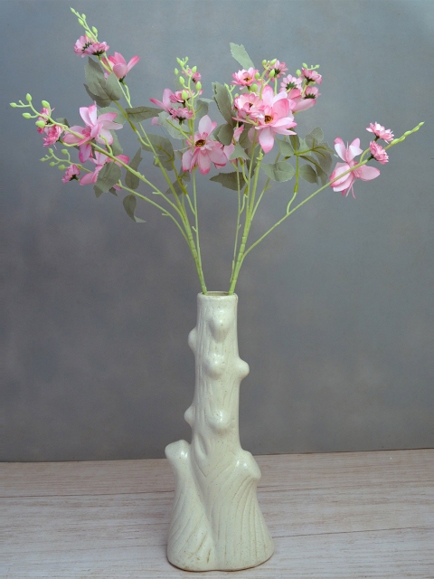 

fancy mart Set Of 2 Pink & Green Artificial Sand Blossoms Flower Sticks Without Pot
