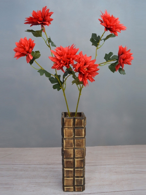 

fancy mart Set Of 2 Red & Green Artificial India Chrysanthemum Flower Sticks Without Pot