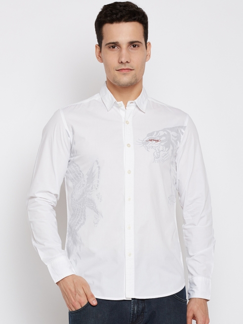 

Ed Hardy Men White Regular Fit Solid Casual Shirt