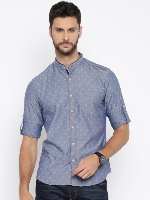 

Ed Hardy Men Blue Printed Casual Shirt