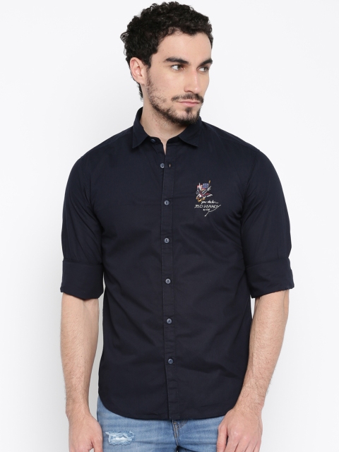 

Ed Hardy Men Navy Blue Casual Shirt
