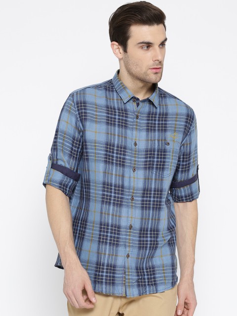 

Ed Hardy Men Blue Checked Casual Shirt