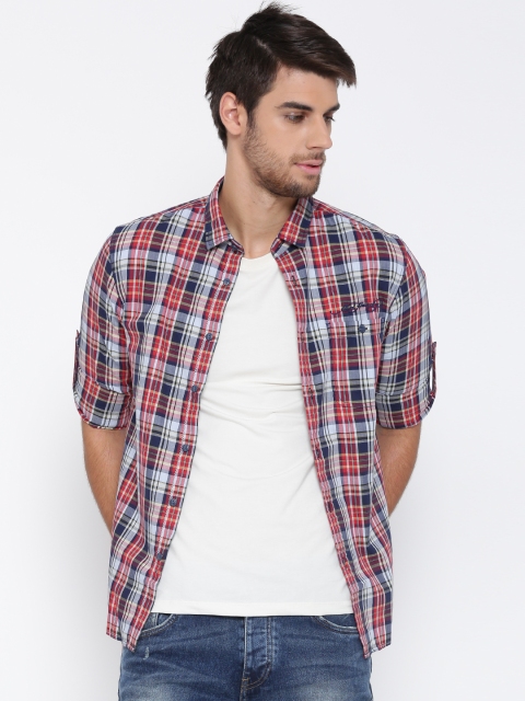 

Ed Hardy Men Navy & Red Checked Casual Shirt, Navy blue