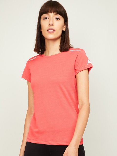 

Kappa Women Coral-Coloured Solid Round Neck T-shirt