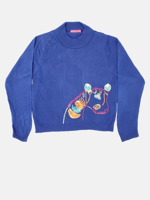 

Biba Girls Blue Solid Sweater