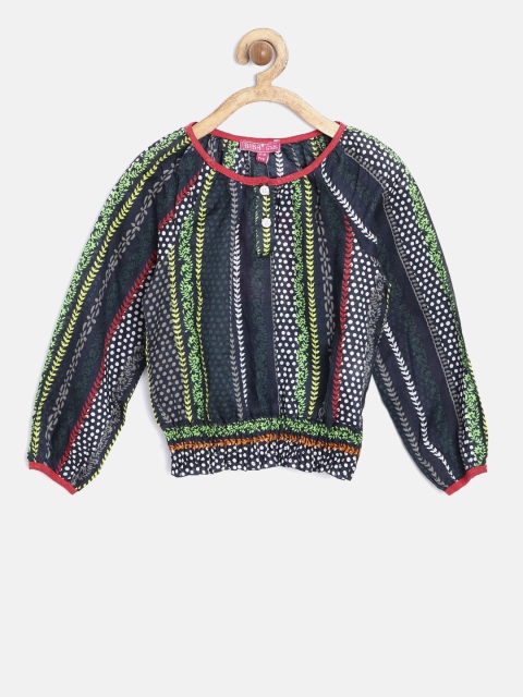 

Biba Girls Navy Printed Blouson Top, Navy blue