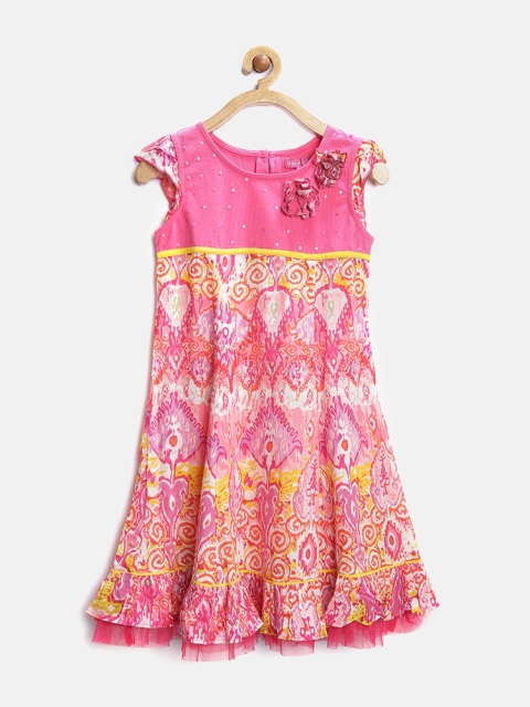 

Biba Girls Pink Printed A-line Dress