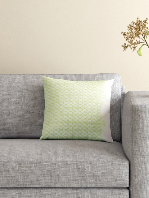 

BOMBAY DYEING Green Single Printed 16'' x 16'' Square Cushion with Cover