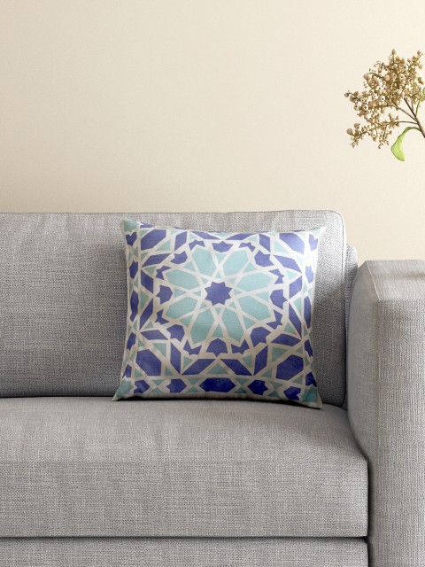 

BOMBAY DYEING Blue & Mint Green Single Printed 16'' x 16'' Square Cushion with Cover