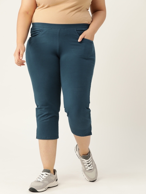 

Revolution Women Plus Size Navy Blue Solid Capris