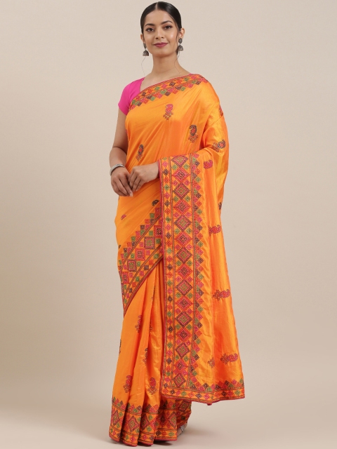 

Soch Orange Art Silk Embroidered Tussar Saree