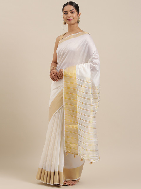 

Soch Cream-Coloured Art Silk Solid Kasavu Saree