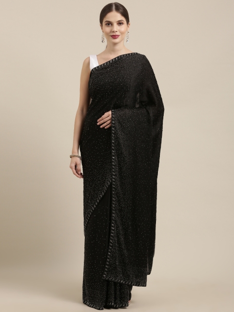 

Soch Black & Silver-Toned Embellished Saree
