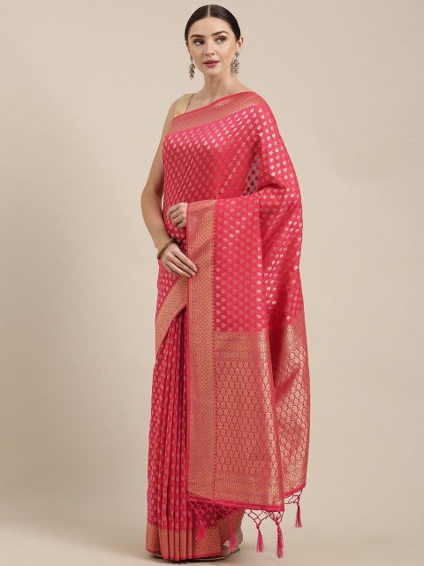 

Soch Pink & Gold-Coloured Woven Design Tussar Saree