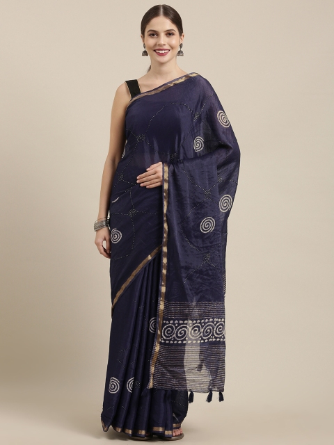 

Soch Navy Blue Printed Sequined Saree