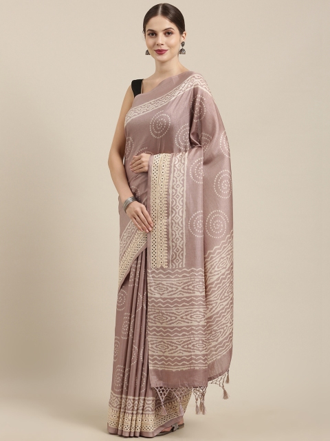 

Soch Mauve & Beige Printed Tussar Saree