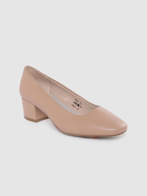 

Marks & Spencer Women Beige Wide Fit Solid Heeled Pumps