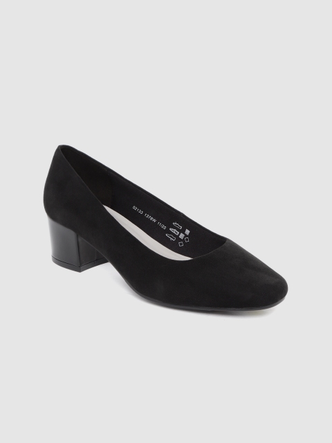 

Marks & Spencer Women Black Wide Fit Suede Finish Solid Heeled Pumps