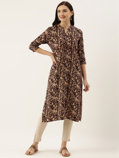 

AMUKTI Women Black & Off White Ethnic Motifs Printed Kurta