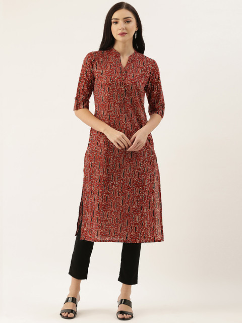 

AMUKTI Women Red & Black Printed Kurta
