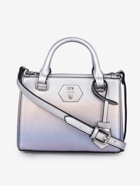 

LYN Silver-Toned & Pink Printed Handheld Bag