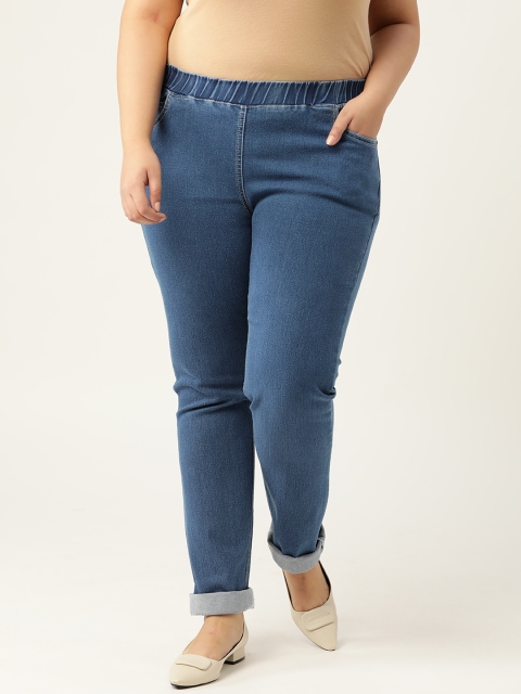

Revolution Women Blue Solid Straight Fit High-Rise Stretchable Jeans