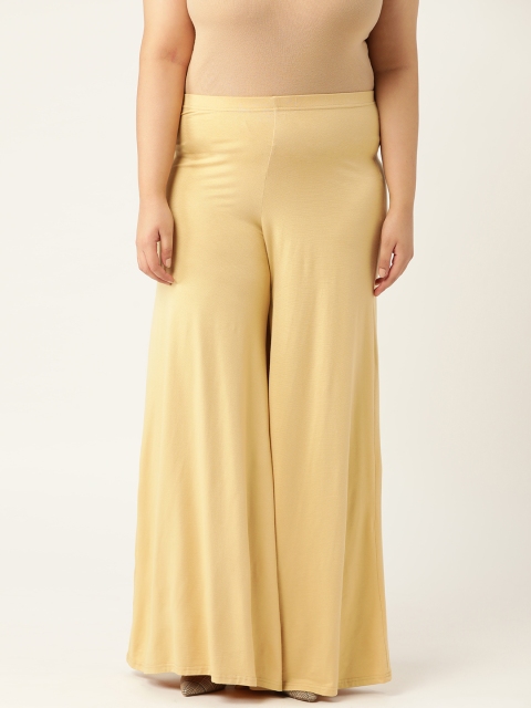 

Revolution Plus Size Women Beige Flared Knitted Palazzos