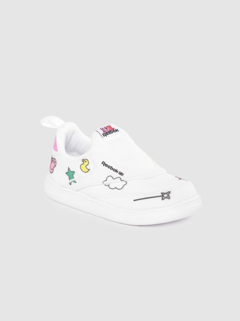 

Reebok Classic Kids White & Pink Peppa Pig Print Club C Slip-On IV Sneakers