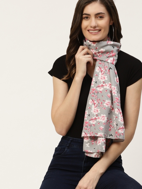 

DressBerry Women Grey & White Floral Print Stole