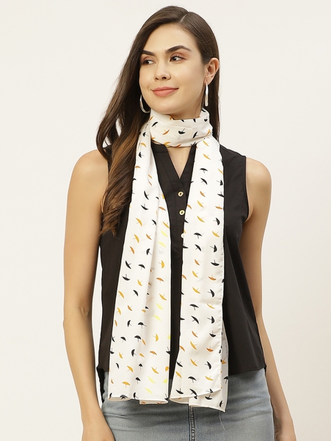 

DressBerry Women White & Yellow Printed Scarf