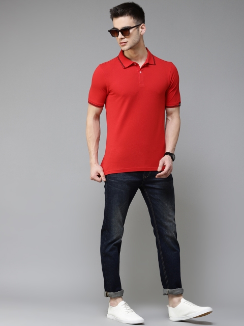 

Blackberrys Men Red Solid Pure Cotton Polo Collar T-shirt