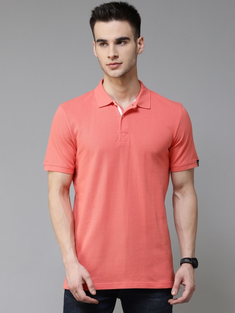 

Blackberrys Men Peach-Coloured Pure Cotton Polo Collar T-shirt
