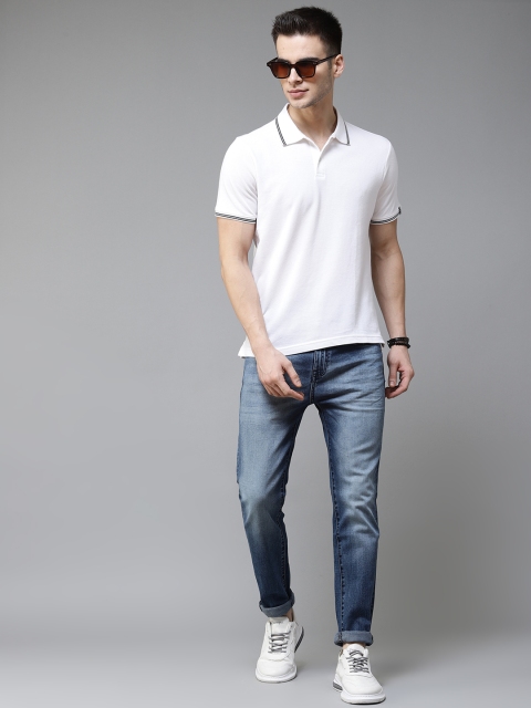 

Blackberrys Men White Pure Cotton Solid Polo Collar T-shirt