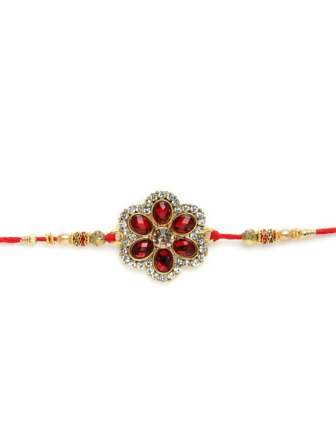 

Zaveri Pearls Red & White Studded Traditional Thread Rakhi