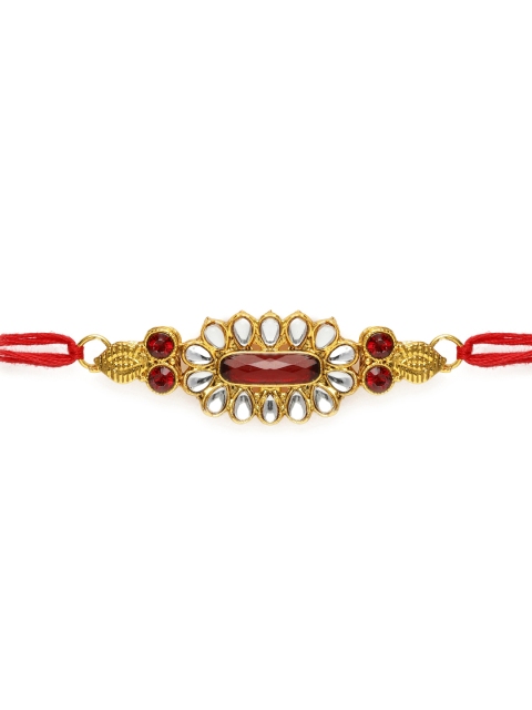 

Zaveri Pearls Red & White Studded Traditional Thread Rakhi