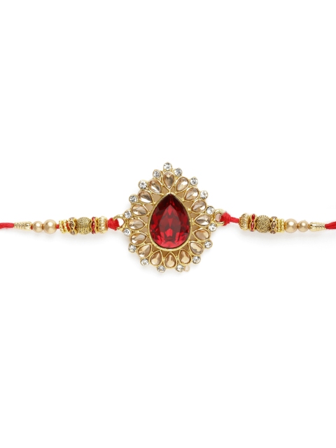 

Zaveri Pearls White & Red Studded Traditional Thread Rakhi