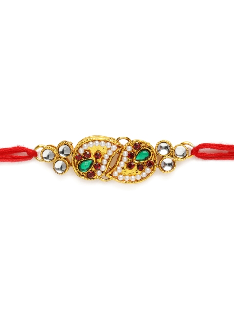 

Zaveri Pearls Gold-Toned Stone Studded Rakhi