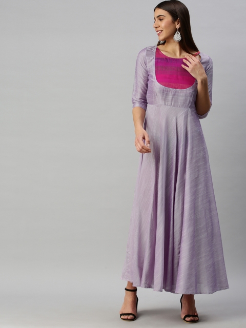

Swishchick Women Lavender & Pink Solid Fit and Flare Dress