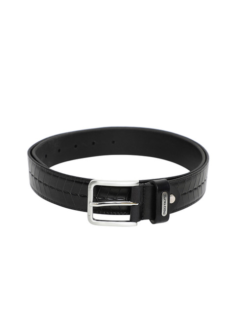 

Red Tape Men Black & Silver-Toned Textured Belt