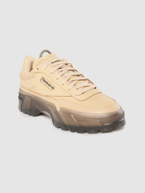 

Reebok Classic Women Beige Solid Leather Club C Cardi Sneakers