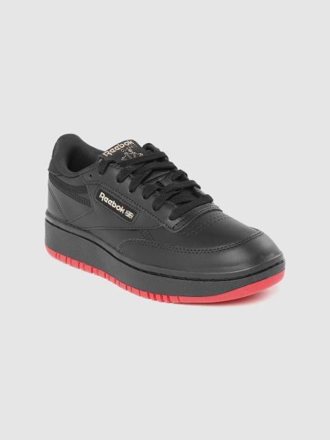 

Reebok Classic Women Black Solid Cardi Coated Club C Double Leather Sneakers