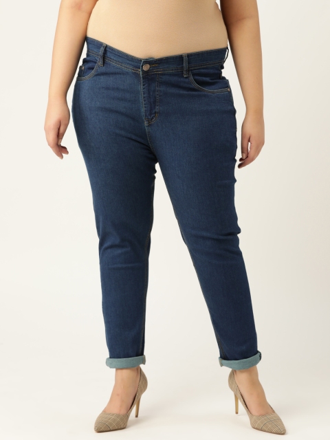 

PARIS HAMILTON Plus Size Women Blue Slim Fit High-Rise Stretchable Jeans