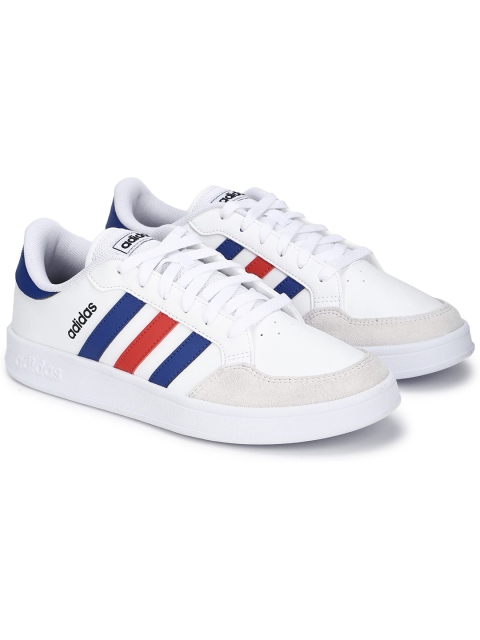 

ADIDAS Men White BREAKNET Leather Tennis Shoes
