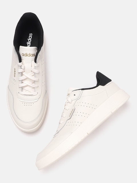 

ADIDAS Men White Perforated Courtlook Leather Sneakers Excluding Trims
