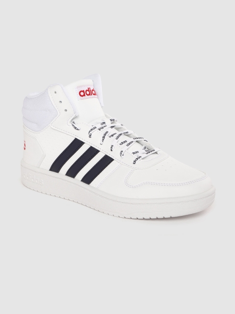 

ADIDAS Men White Solid Hoops 2.0 Mid-Top Sneakers