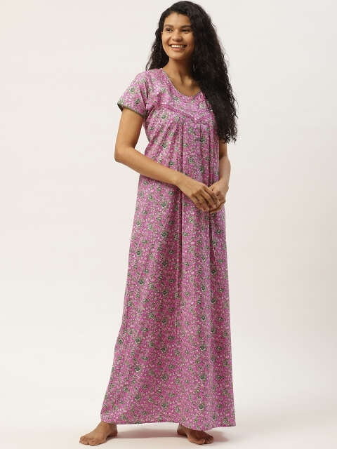 

Sweet Dreams Pink & Green Cotton Floral Print Maxi Nightdress