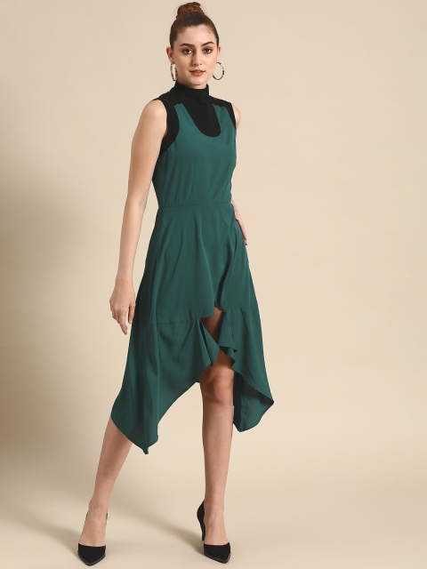 

DODO & MOA Women Green Solid A-Line Dress
